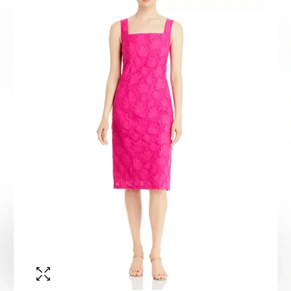 NWOT Boss Diteva pink textured sleeveless shift dress sz 4